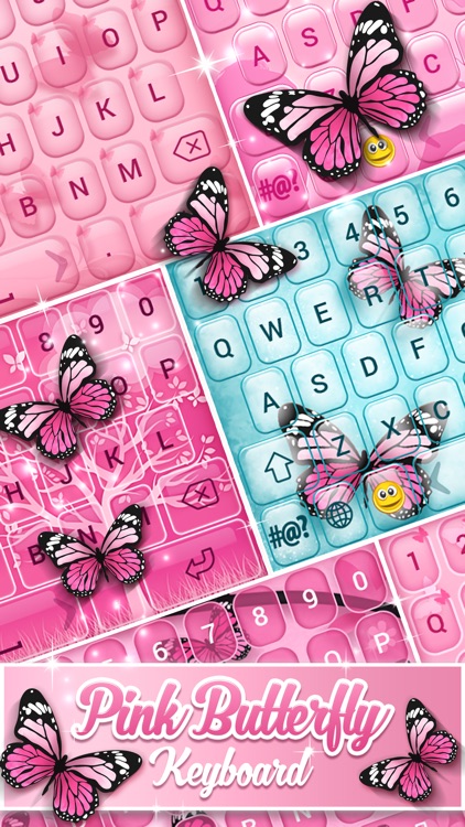 Pink Butterfly Keyboard: Fancy Background Themes