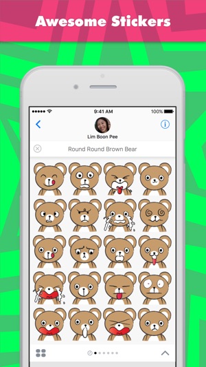 Round Round Brown Bear stickers by wenpe