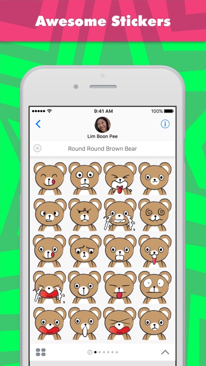 Round Round Brown Bear stickers by wenpei