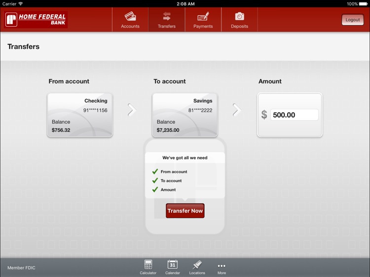 Home Federal Bank GI Mobile for iPad screenshot-3
