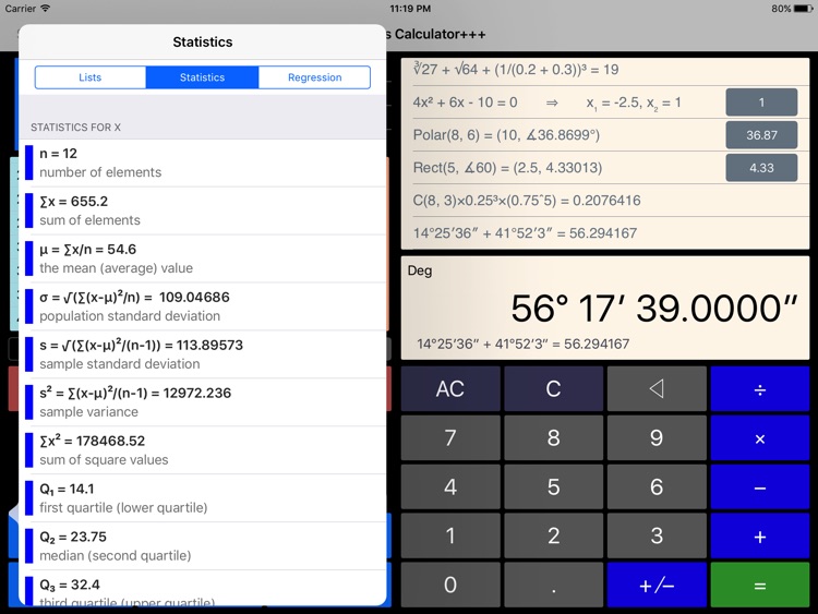 Statistics Calculator+++