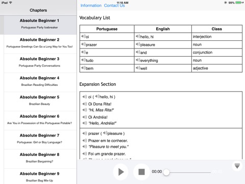 Absolute Beginner Portuguese for iPad screenshot 3