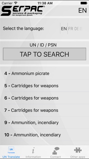 UN Translate & UN Number Search