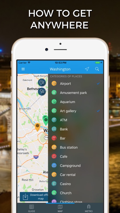 Washington Travel Guide with Offline Street Map