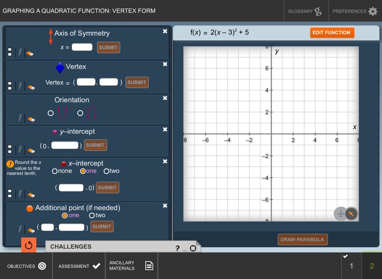 Graph Quad Func: Vertex Form