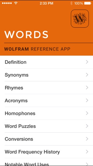 Wolfram Words Reference App