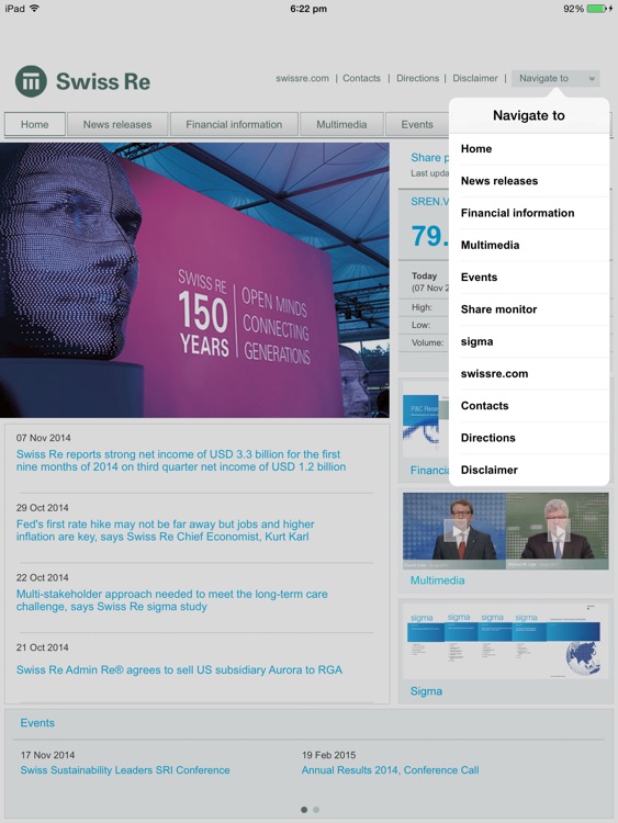 Swiss Re Investor Relations - Media Relations App