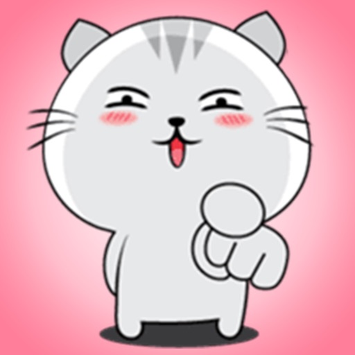 Touching Striped Cat - Cute Animal Stickers! icon