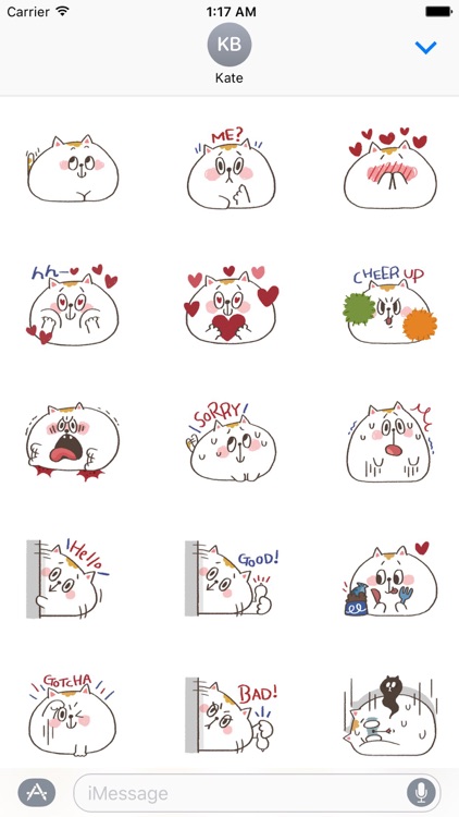 Chubby White Cat Emoji Stickers