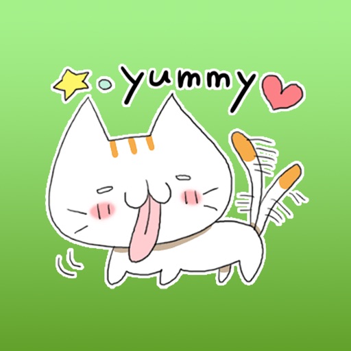 Dylan The Funny White Cat English Stickers iOS App