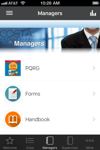 Costa Ent Employee App - náhled