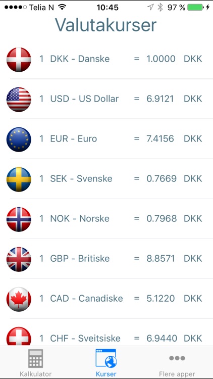 Valutaomregner Dansk - Valutakurser screenshot-3