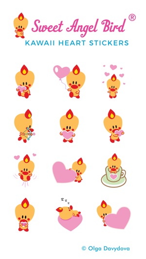 Sweet Angel Bird Kawaii Heart Stickers(圖3)-速報App