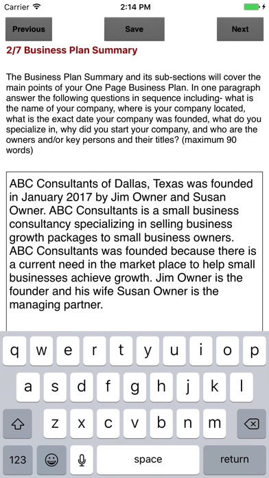 Business Plan Snapshot screenshot 2