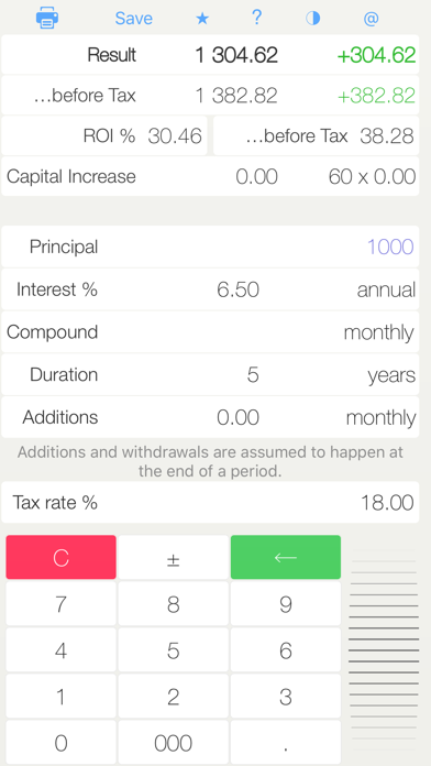 How to cancel & delete Deposit Tax - calculator for deposits with taxes from iphone & ipad 1