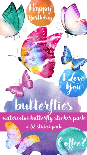 Butterflies Watercolor Butterfly Sticker Pack(圖1)-速報App