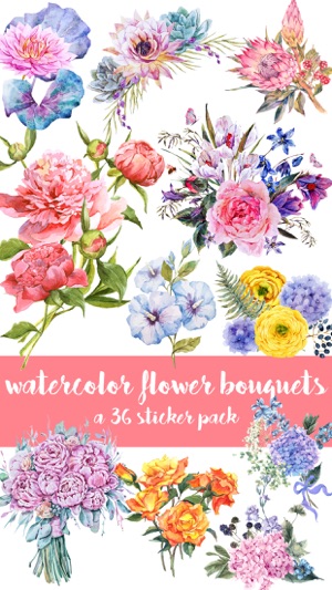 Watercolor Flower Bouquets Sticker Pack