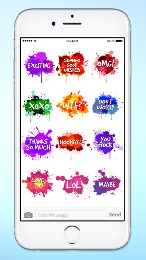 Watercolor Paint Splat Words Text Sticker Pack(圖5)-速報App