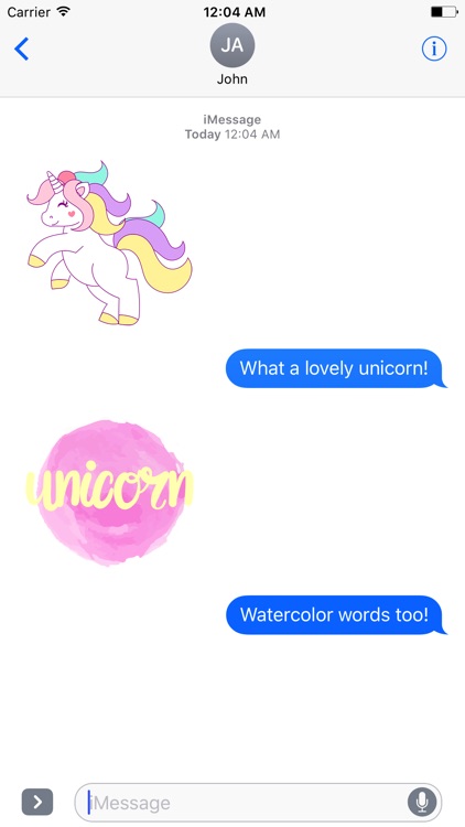 Pastel UNICORN Words Stickers