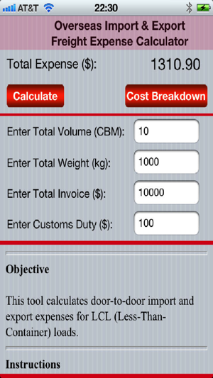 Import & Export Ocean Freight Expense Ca