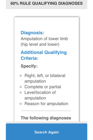 60% Rule Qualifying Diagnoses screenshot 4