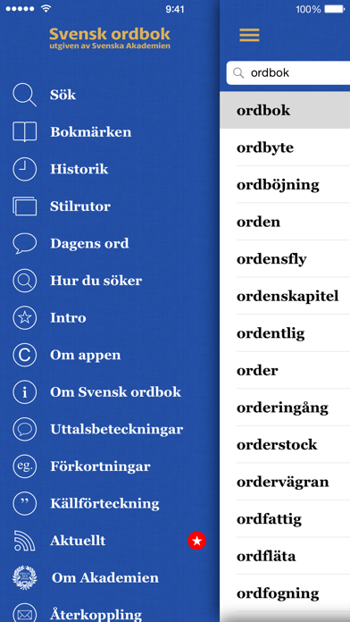 Svensk ordbok utgiven av Svenska Akademien Screenshot 1