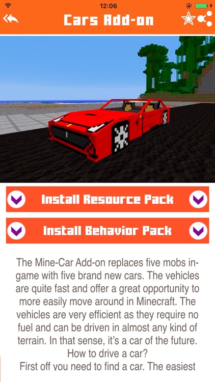Cars Addons Maps for Minecraft - Pocket Edition PE