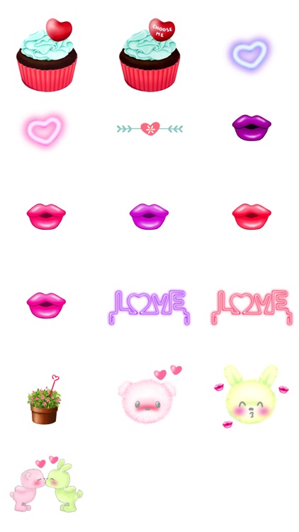 Love and Valentine Hearts Stickers for Messages