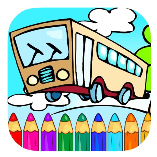 Free School Bus Game Coloring Book Page Version Icon