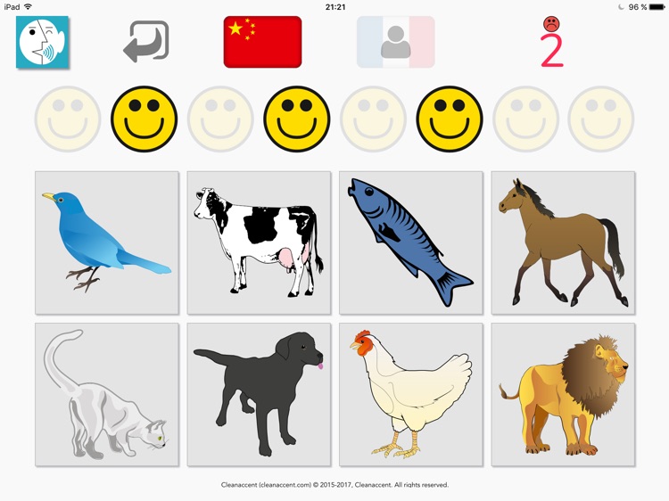 8 animals in French, Japanese, Chinese, English