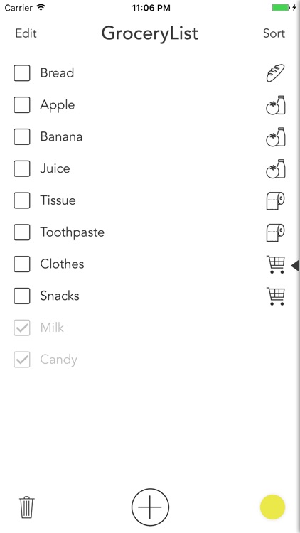 Grocery List Lite - A Simple Grocery List