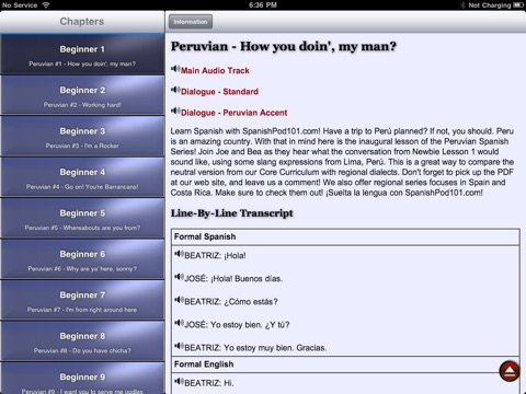 Beginner Peruvian Spanish for iPad (Peru) screenshot 2