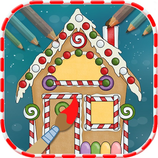 Christmas House Coloring Book Icon