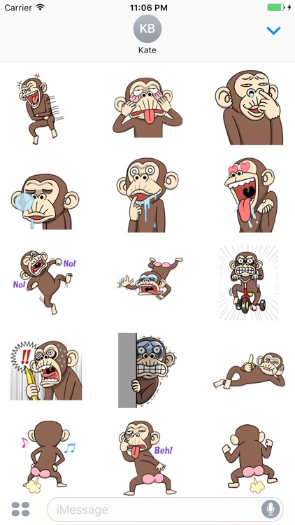 Animated Crazy Peppin Monkey Stickers