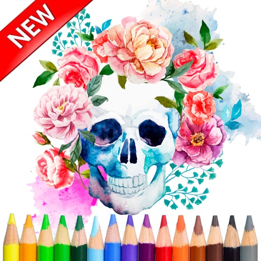 Sugar Skull Coloring Drawing For Coco Day of Dead iOS App