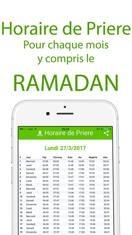 horaire de priere :Azan Qibla