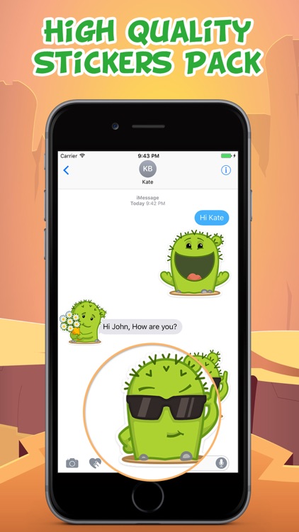 Cool Cactus Emotions Stickers Pack for iMessage screenshot-3