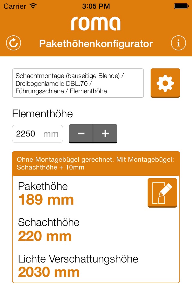 Pakethöhenrechner Raffstoren screenshot 3