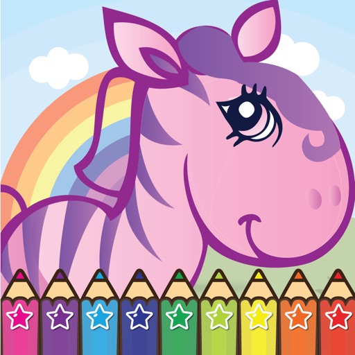 Coloring Cartoon Book Pony and Zoo icon