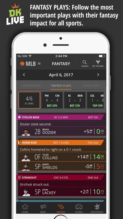 DK Live – Fantasy Sports Play by Play and News