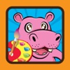 Game for kids coloring hippo and Zoo Painting
