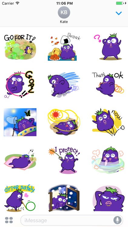 Happy Eggplant Stickers