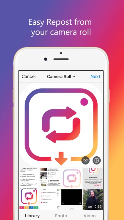 Repost for Instagram App- Video Photo Url on iPad