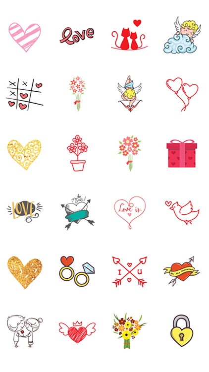 Hearts and Flowers - Cute Love Valentine Stickers