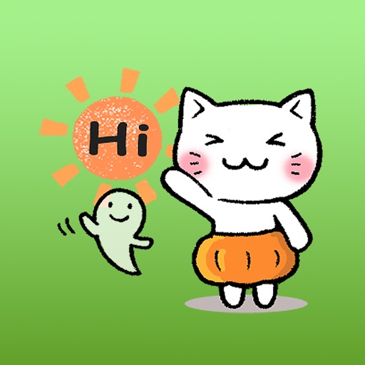 Pumpkin-pant cat and the ghost friend icon
