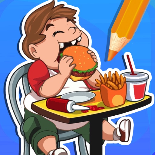 Fast Food Restaurant Coloring Book Game Icon