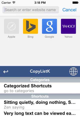 CopyListK shortcuts utility screenshot 4