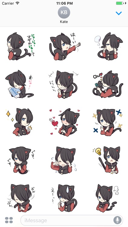 Aoji The Black Cutie Cat Girl Stickers