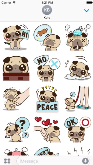 Cute pug puppy for iMessage Sticker