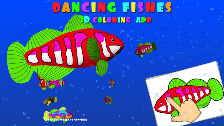 Dancing fishes. 3D Coloring App